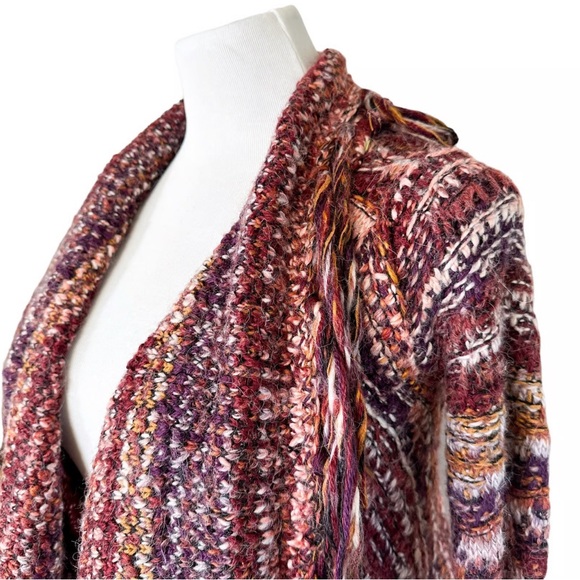 Free People Multicolor Fringed Cardigan, Sz Medium, Like New, Wool & Alpaca - Picture 4 of 14